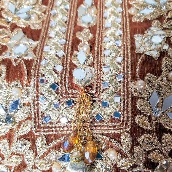 Banarsi Shaded Masuri Zardozi Embroidered Shalwar Kameez Pakistani/Indian L/45.5 - Picture 16 of 17